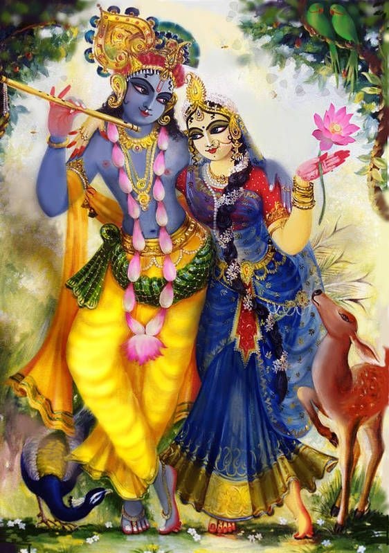 Radha Krishna Hand Painted Painting On Canvas V