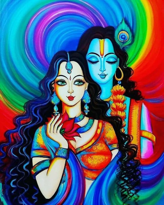 Radha Krishna Hand Painted Painting On Canvas W