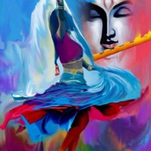 Divine Radha Krishna Hand-Painted Painting On Canvas Unframed