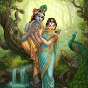 Radha Krishna Hand-Painted Painting On Canvas Y Unframed