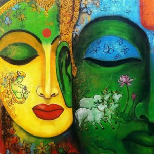 Eternal Radha Krishna Love Forever Hand Painted Painting