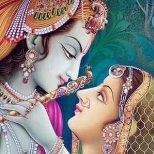 Divine Radha Krishna Love Hand-Painted Painting – Home Decor