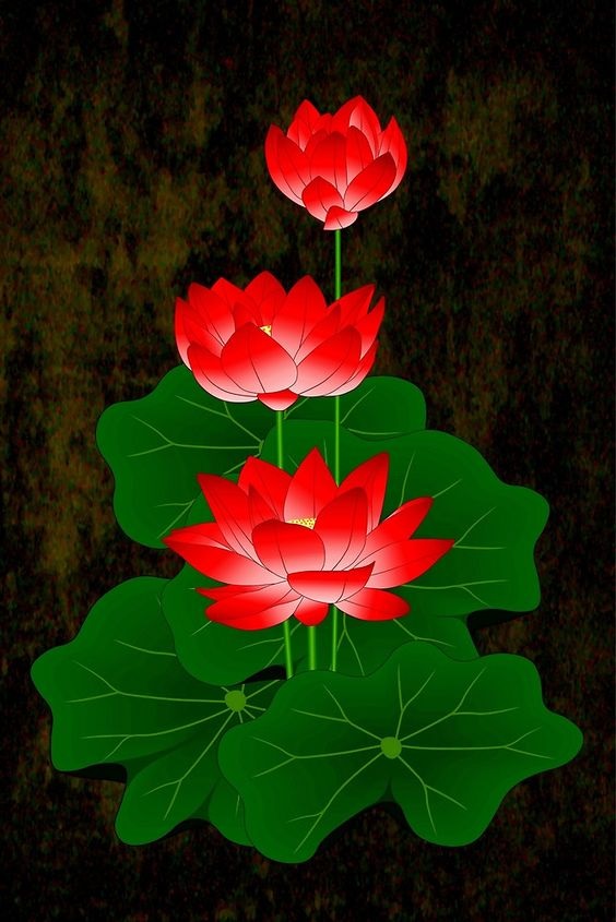 Red Lotus Hand Painted Painting On Canvas