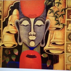 Sacred Shivlingam Hand-Painted Canvas Painting