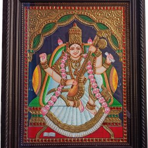 Elegant Saraswathi Traditional Tanjore Painting With Frame
