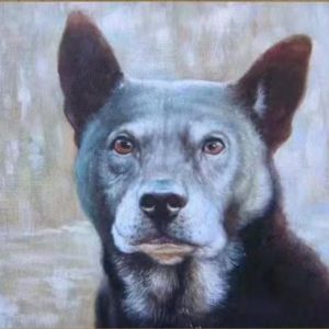 A Dog Hand Painted Paintings on Canvas Wall Art Painting (Without Frame)