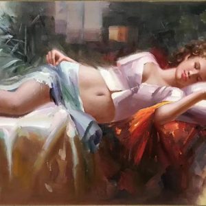 Dreaming Girl Canvas Hand-Painted Art Without Frame