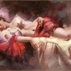 Sleeping Girl Canvas Hand-Painted Art Without Frame