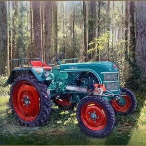 A Tractor in the Forest Hand Painted Paintings on Canvas Wall Art Painting (Without Frame)