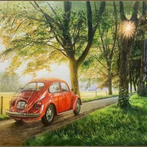 Vintage Car Hand-Painted Canvas Art