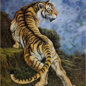Tiger in the Forest Hand Painted Paintings on Canvas Wall Art Painting (Without Frame)