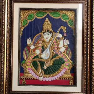 Saraswati B Traditional Tanjore Painting With Frame