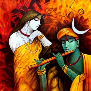 Radha Krishna Canvas Art Handpainted paintings on Canvas Wall Art Painting (Without Frame)