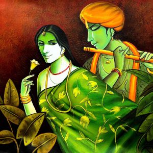Radha Krishna Canvas Art Handpainted painting on Canvas Wall Art Painting (Without Frame)