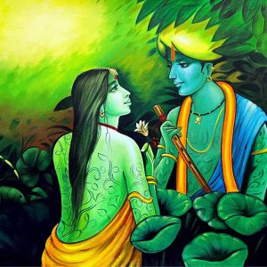 Radha Krishna Wall Art Handpainted paintings on Canvas Painting (Without Frame)