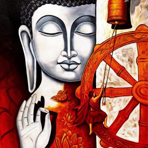 Buddha Canvas Wall Art Handpainted paintings on Canvas Painting (Without Frame)