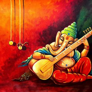 Hand-Painted Ganesha Canvas Art paintings on Canvas Wall Art Painting (Without Frame)