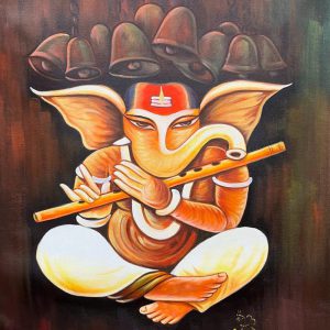 New Ganesha AA Handpainted paintings on Canvas Wall Art Painting (Without Frame)