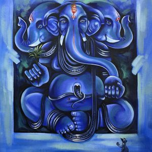 New Ganesha AD Handpainted paintings on Canvas Wall Art Painting (Without Frame)