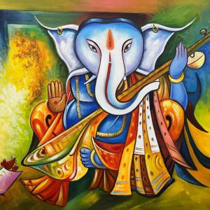 New Ganesha AG Handpainted paintings on Canvas Wall Art Painting (Without Frame)
