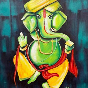 New Ganesha AH Handpainted paintings on Canvas Wall Art Painting (Without Frame)