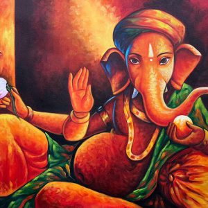 New Ganesha AJ Handpainted paintings on Canvas Wall Art Painting (Without Frame)