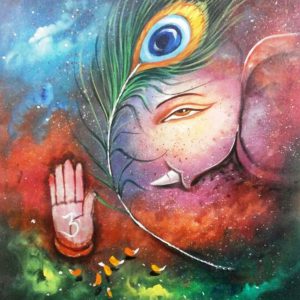 New Ganesha AL Handpainted paintings on Canvas Wall Art Painting (Without Frame)