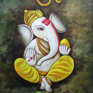 Handpainted Ganesha Canvas Art paintings on Canvas Wall Art Painting (Without Frame)