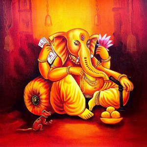 Ganesha Handpainted Canvas Art paintings on Canvas Wall Art Painting (Without Frame)