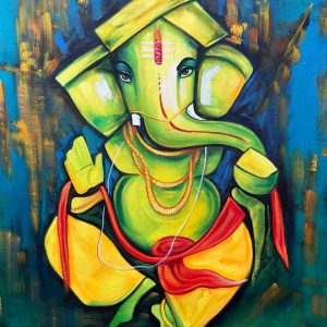 Ganesha Handpainted Canvas Art paintings on Canvas Wall Art Painting (Without Frame)