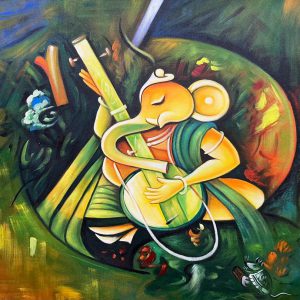 Ganesha Handpainted Canvas Art paintings on Canvas Wall Art Painting (Without Frame)