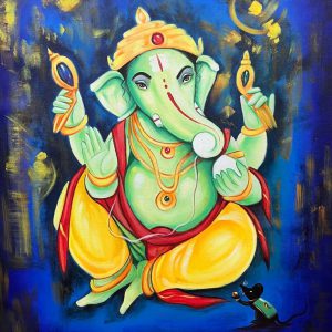 Ganesha Handpainted Canvas Art paintings on Canvas Wall Art Painting (Without Frame)