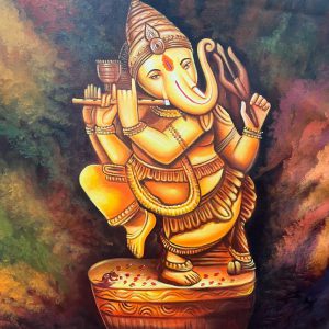 Ganesha Handpainted Canvas Art paintings on Canvas Wall Art Painting (Without Frame)