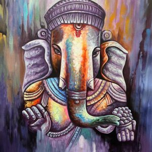 Ganesha Handpainted Canvas Art paintings on Canvas Wall Art Painting (Without Frame)