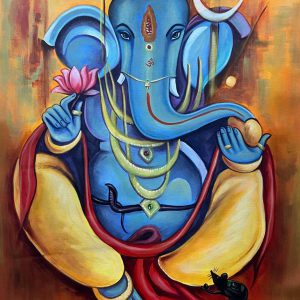 Ganesha Handpainted Canvas Art paintings on Canvas Wall Art Painting (Without Frame)