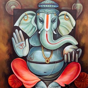 Ganesha Handpainted Canvas Art paintings on Canvas Wall Art Painting (Without Frame)