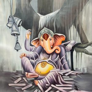 Ganesha Handpainted Canvas Art paintings on Canvas Wall Art Painting (Without Frame)