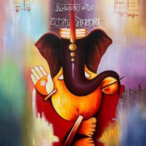 New Ganesha O Handpainted paintings on Canvas Wall Art Painting (Without Frame)