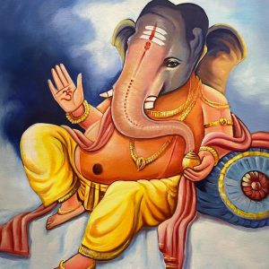 New Ganesha P Handpainted paintings on Canvas Wall Art Painting (Without Frame)