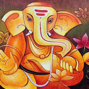 New Ganesha R Handpainted paintings on Canvas Wall Art Painting (Without Frame)