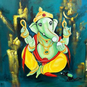 New Ganesha T Handpainted paintings on Canvas Wall Art Painting (Without Frame)