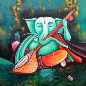 New Ganesha X Handpainted paintings on Canvas Wall Art Painting (Without Frame)