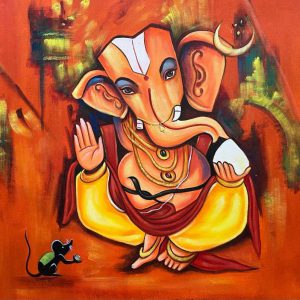 New Ganesha Y Handpainted paintings on Canvas Wall Art Painting (Without Frame)