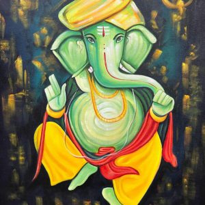 New Ganesha Z Handpainted paintings on Canvas Wall Art Painting (Without Frame)