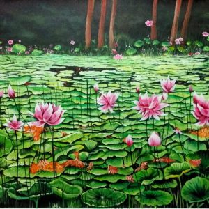 New Lotus Painting Handpainted paintings on Canvas Wall Art Painting (Without Frame)