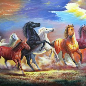 New Seven Running Horses A Handpainted paintings on Canvas Wall Art Painting (Without Frame)