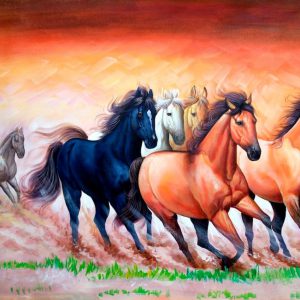 New Seven Running Horses B Handpainted paintings on Canvas Wall Art Painting (Without Frame)