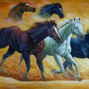 New Seven Running Horses D Handpainted paintings on Canvas Wall Art Painting (Without Frame)