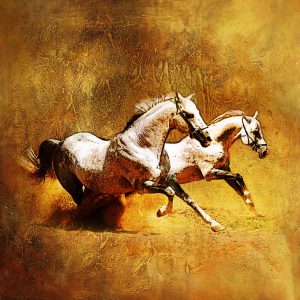 Seven Running Horses Art Handpainted paintings on Canvas (Without Frame)