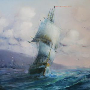 New Boat In An Ocean Handpainted paintings on Canvas Wall Art Painting (Without Frame)